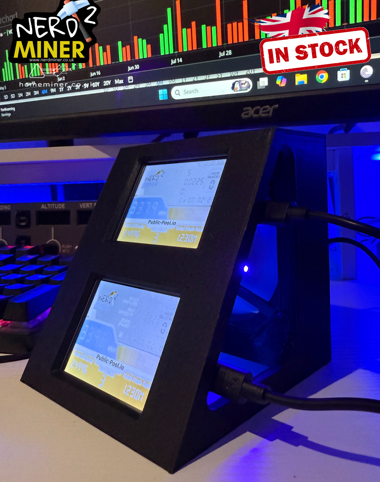 Nerd Miner v2 – Heavy Duty Dual Solo Bitcoin Miners With 80mm RGB Cooling Fan